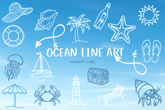 Ocean Line Art: A Dingbats Font for Creative Campaign Typography