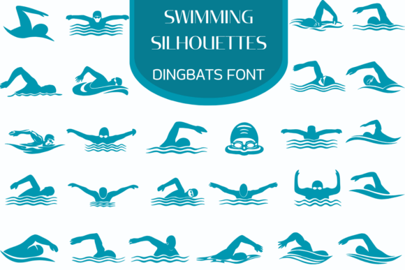 Swimming Silhouettes Font for Aquatic Crafts